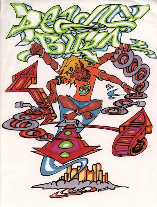 DJ Deadly Buda marker drawing from 1994