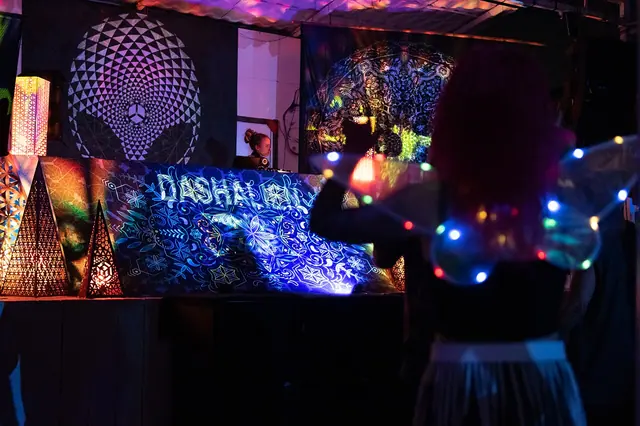 DashAlien, Dazura, Daria Kuzminykh, 1997 – 2026. A psychedelic trance set by a member of Russian psychedelic trance community in Ashwem, Goa, India.
