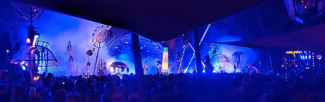 Vielzahl an Ravesticks in einer Menschenmenge auf dem Fusion Festival (Sonnendeck)